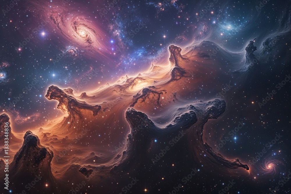 Aufkleber surreal interstellar vista of a dynamic nebula formation in a cosmic setting illuminated by vibrant 