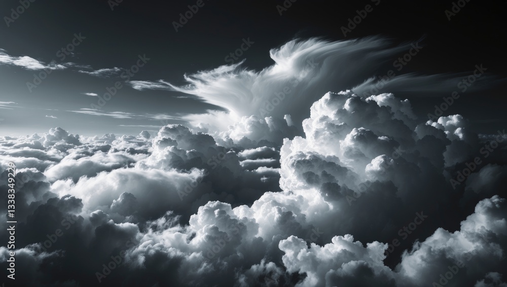 Aufkleber clouds collection isolated on dark background. white cloudiness, mist or fog backdrop.