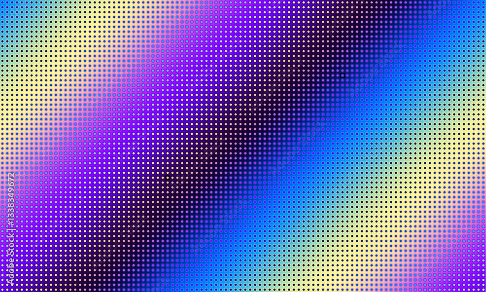 Fototapete Pixilated abstract Energy background with diagonal gradient. Halftone effect. Vector image. Small particles with overlay moire effect
