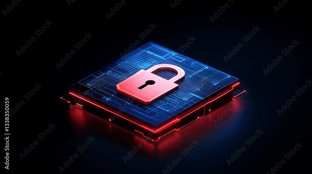 Aufkleber digital security concept with padlock symbol on circuit board background for technology and safety t