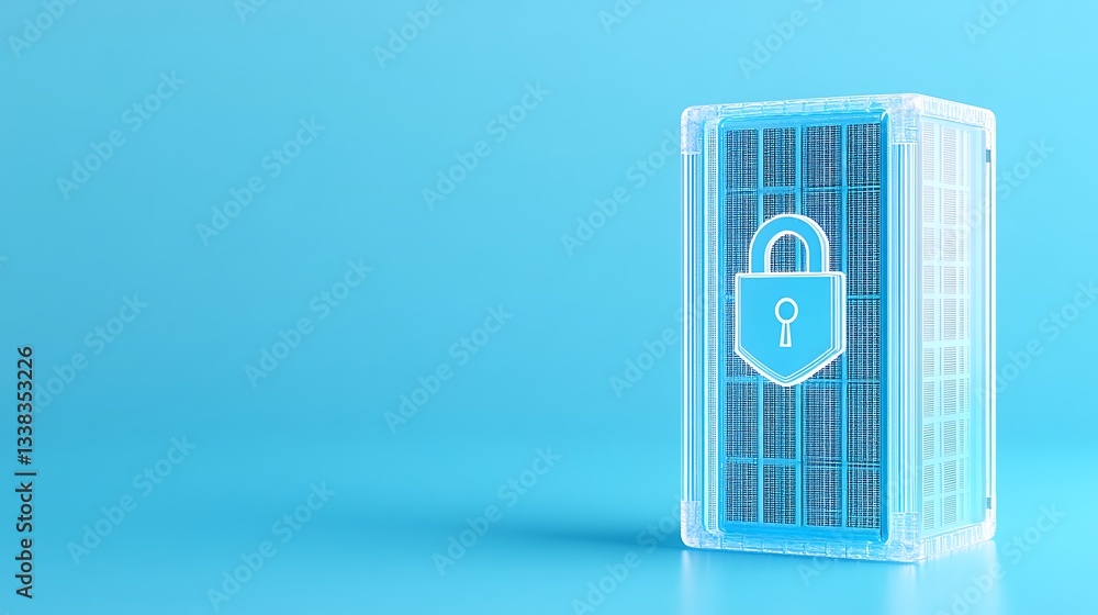 Aufkleber digital security concept with transparent safe featuring padlock symbol on blue background for data 