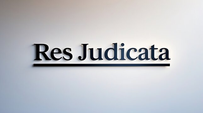 Legal principle of res judicata displayed on a minimalist wall setting