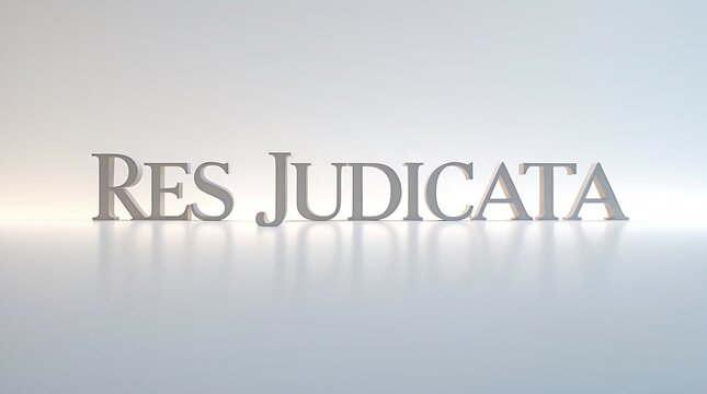 Legal principle of res judicata prominently displayed with clean typography