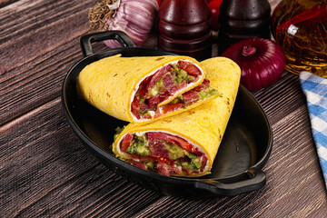 Burrito with tuna and vegetables wrap