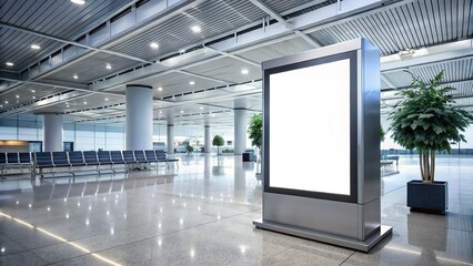 Modern Airport Signage Mockup: Blank Digital Display for Wayfinding & Advertising