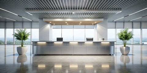Modern Airport Check-in Counter Mockup - Empty Reception Desk Design