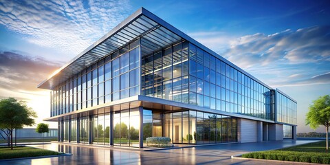 Obraz premium Modern Building Mockup Exterior Design, Free Architectural Visualization