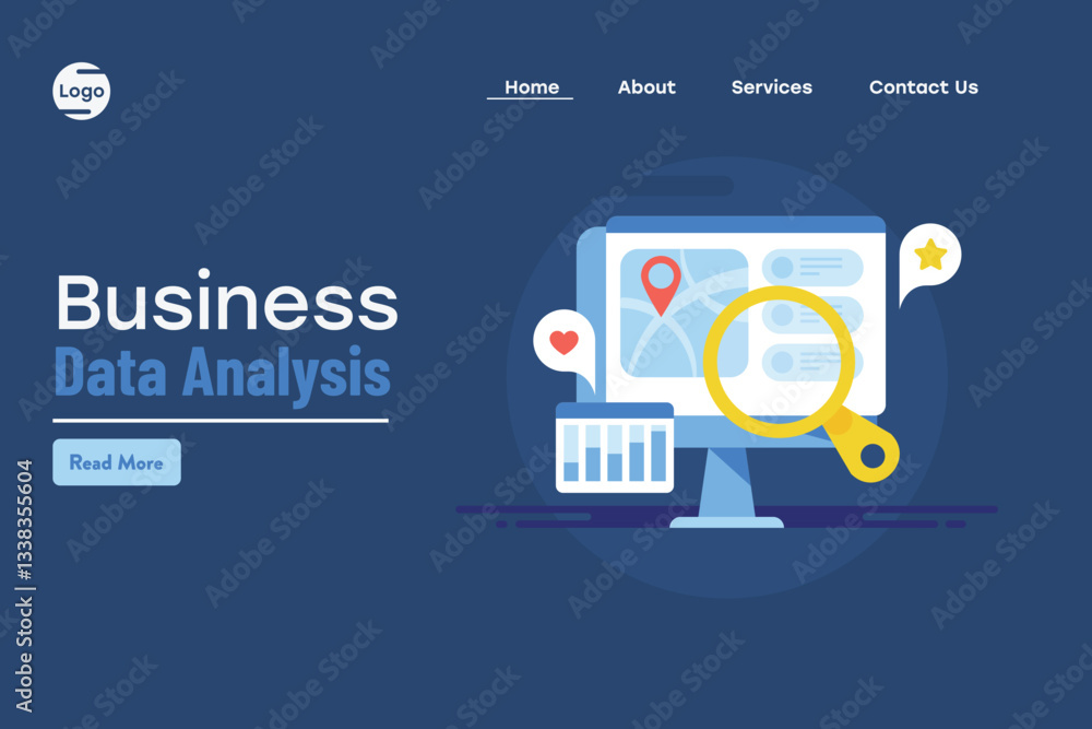 Poster seo marketing campaign, business map information and analytics data, kpi metrics and data driven dec