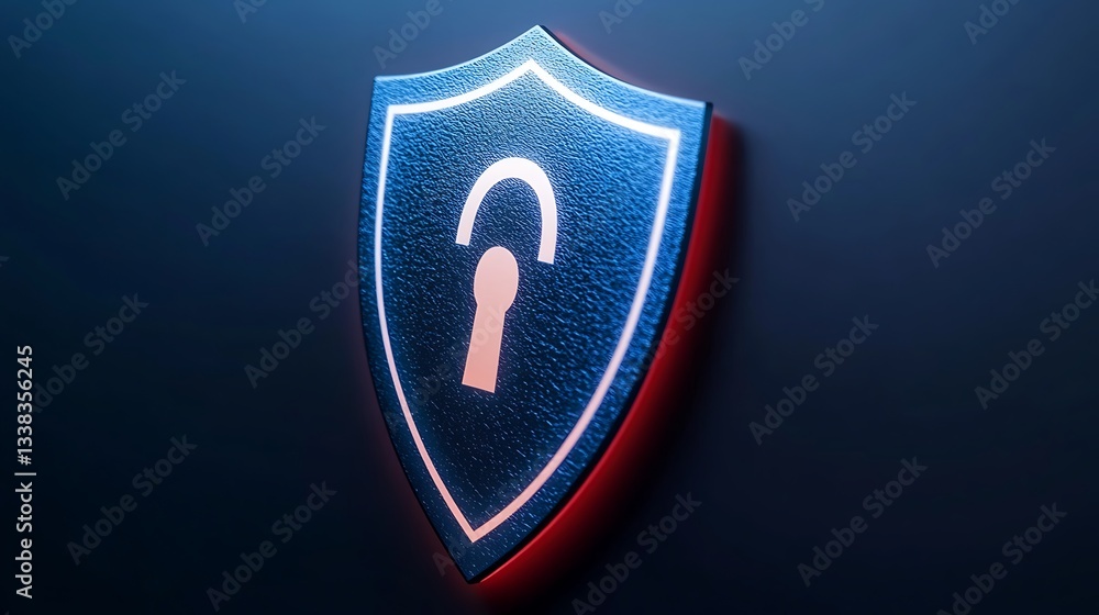 Aufkleber digital security shield with unlocked padlock symbol representing cybersecurity and online protectio