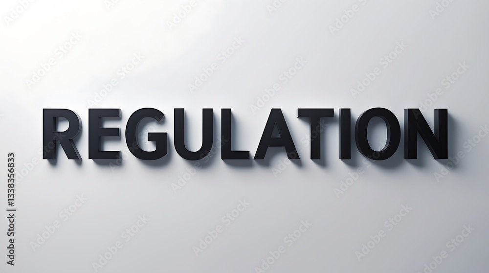 Poster dimensional typography displaying the word regulation on a subtle background