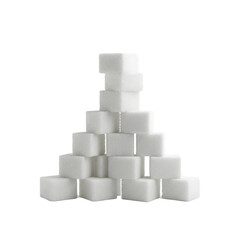 Sugar Cubes: White Sugar Pile on Transparent  background