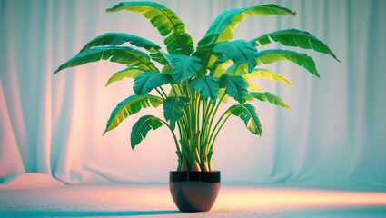 Obraz premium isolated artificial banana tree plant in a pot