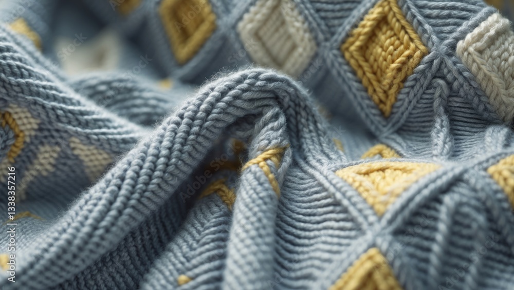 Poster cozy backdrop featuring a grey knitted texture adorned with an argyle design.