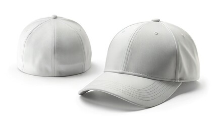 Fototapeta premium Realistic Baseball Cap Mockup: Front & Side View on White Background