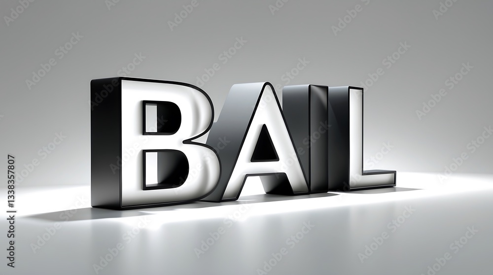 Poster large stylized text representing the word bail designed with a modern look