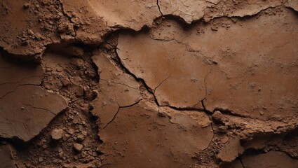 Fototapeta premium Processed collage of aged, dry brown clay texture. Background for banner, backdrop, or mapping texture.