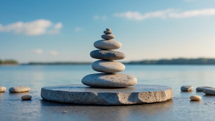 Balancing pebbles on top of stone