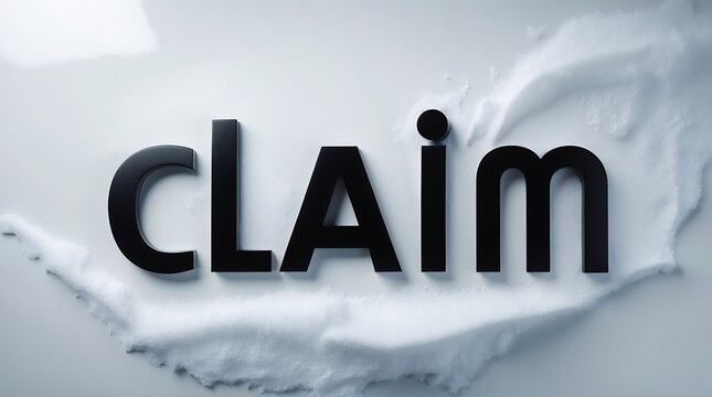 Text showcasing the word claim with a white and black color scheme