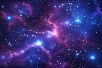 Fototapeta premium Luminous Indigo Nebula with Dazzling Constellations and Cosmic Power