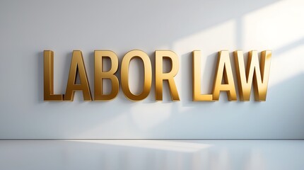 Gold lettering of labor law on a smooth surface with light reflections