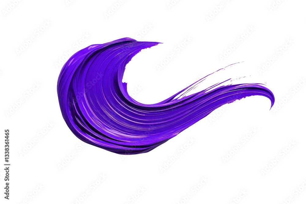 Poster vibrant purple paint stroke with dynamic curves and smooth texture on transparent background. brushs