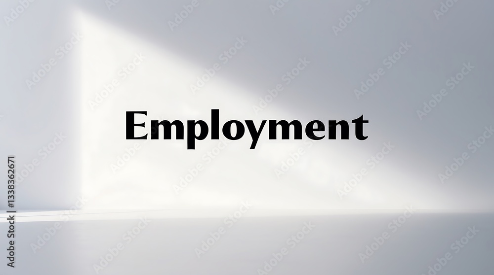 Aufkleber clear typography of the word employment illuminated by soft light in a minimal setting