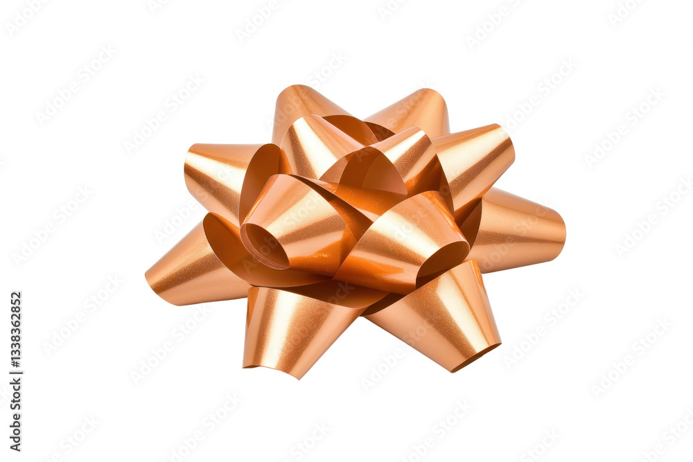 Poster shiny metallic orange gift bow with glossy finish, perfect for decorating presents and adding festiv
