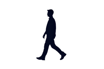 Obraz premium silhouette of man walking, depicted in side view, isolated on transparency background. image captures motion and posture of figure in simple, minimalist style