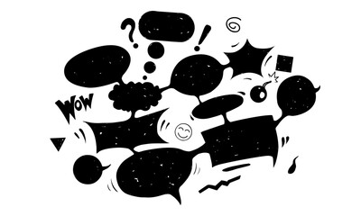 Multi chat icon design. Hand drawn group chat icon, isolated on white background. Group speech bubble icon.