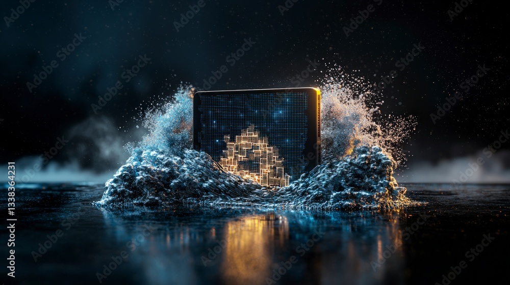 Aufkleber digital fortress cybersecurity data protection ai network security abstract