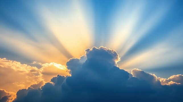 Sky with dramatic shadows cast by thick clouds