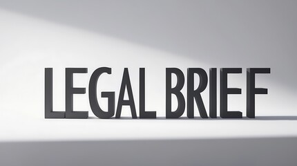 Legal brief composed with bold typography in a minimal setting with shadows