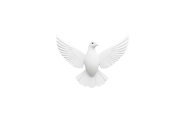 Obraz premium white dove with outstretched wings symbolizes peace and freedom, set against plain background. bird serene expression and graceful posture convey sense of tranquility and hope