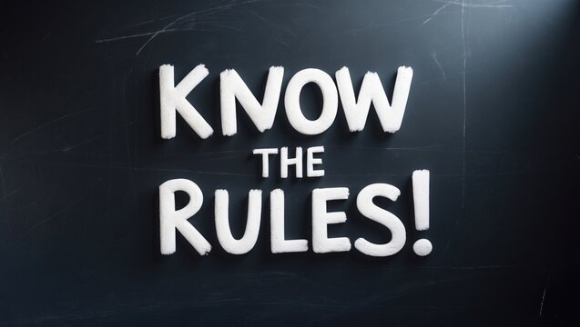 Know the rules text is displayed in chalk on a blackboard.