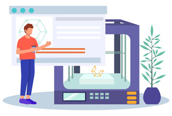 D Printing Concept Illustration Stylish and Beautiful