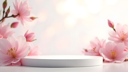 Blossom-Filled Mockup Platform Elegant Magazine Style Shot on Crisp White with Rose Accents