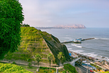 Medieval colonial buildings in Lima, the capital and largest city in Peru