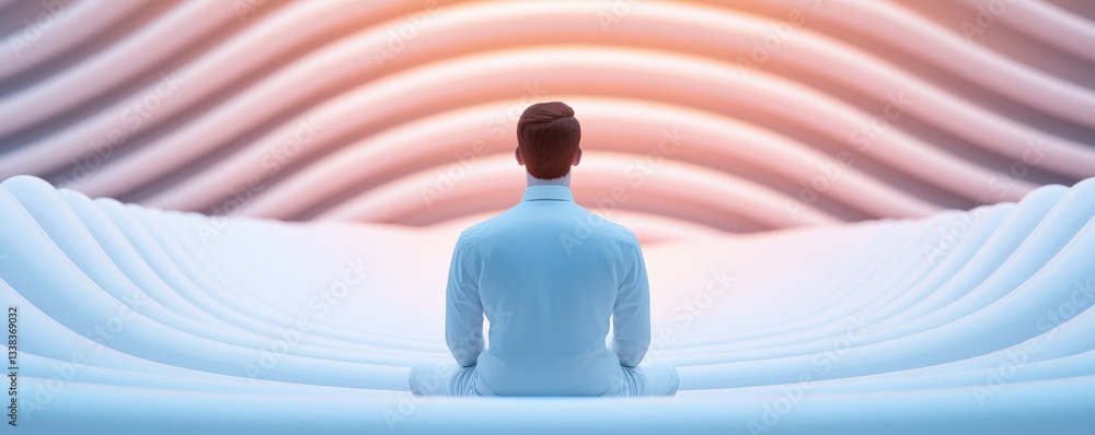 Aufkleber create opportunities innovation goal-setting concept. serene figure meditating in a wave-patterned e