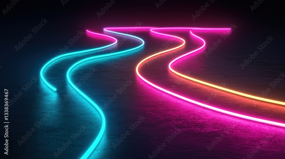 Poster create opportunities innovation goal-setting concept. glowing neon lines create an abstract, colorfu