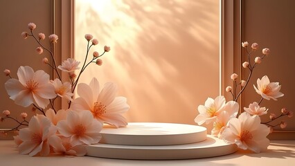 Elegant Flower Adorned Beauty Podium Rich Bronze  Ivory Palette