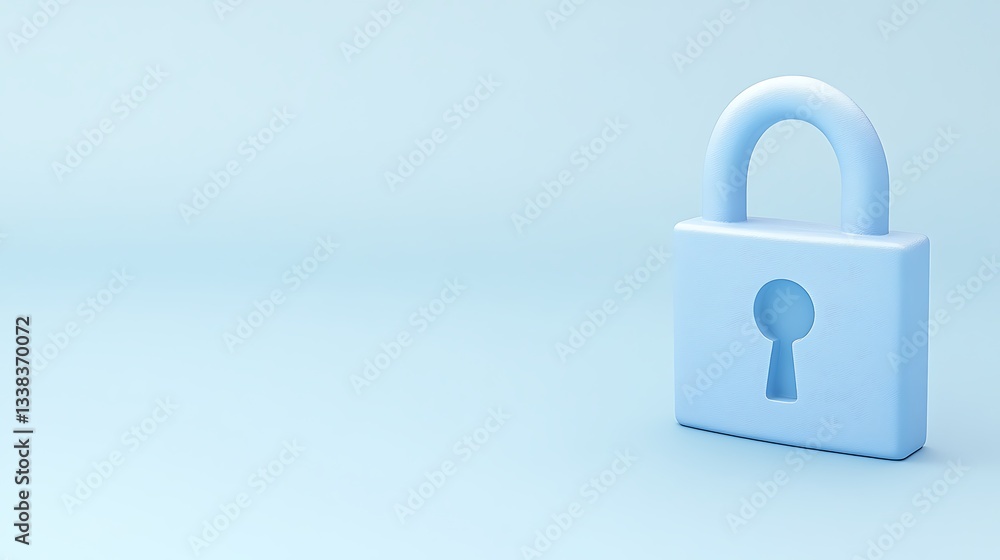 Poster minimalist blue lock symbol on soft background representing security and privacy concepts in digital