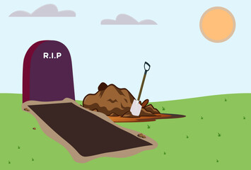 Grave Concept Illustration Stylish and Beautiful