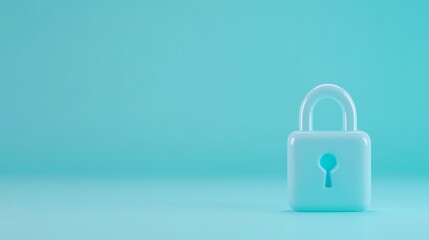 Minimalist Light Blue Padlock on Soft Turquoise Background for Security and Protection Concepts
