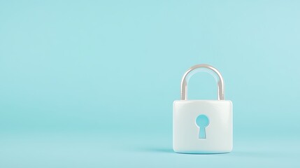 Fototapeta premium Minimalist Security Lock on Calm Light Blue Background for Concepts of Protection and Safety