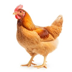 Fototapeta premium Golden Brown Hen Domestic Fowl Poultry Bird Studio Shot Isolated White Background
