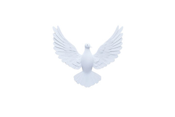 Fototapeta premium white dove with outstretched wings symbolizes peace and freedom against plain background