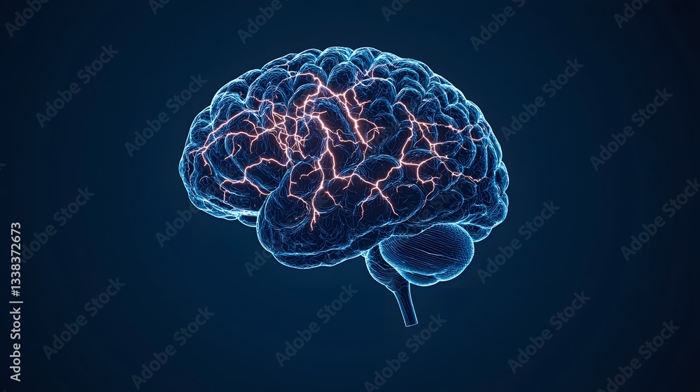 Poster human brain anatomy neurological network 3d model neural pathways activity visualization