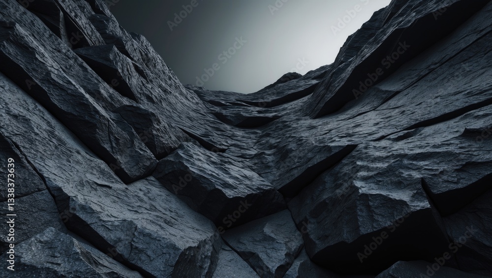 Poster black and white backdrop. copy space. dark stone grunge texture. mountain surface. close-up view. we