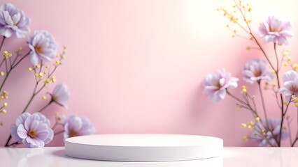 Elegant Floral Podium in Soft Pastel Tones with Subtle Golden Dust