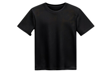 Fototapeta premium plain black t shirt with short sleeves is displayed against transparency background, showcasing its simple and classic design. t shirt is suitable for casual wear and can be paired with various